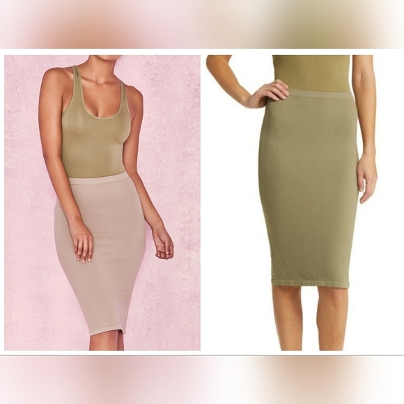 NWT House of CB Shahla Seamless Knit Khaki Green Pencil Skirt in Box‎ Size M/L - Picture 1 of 9